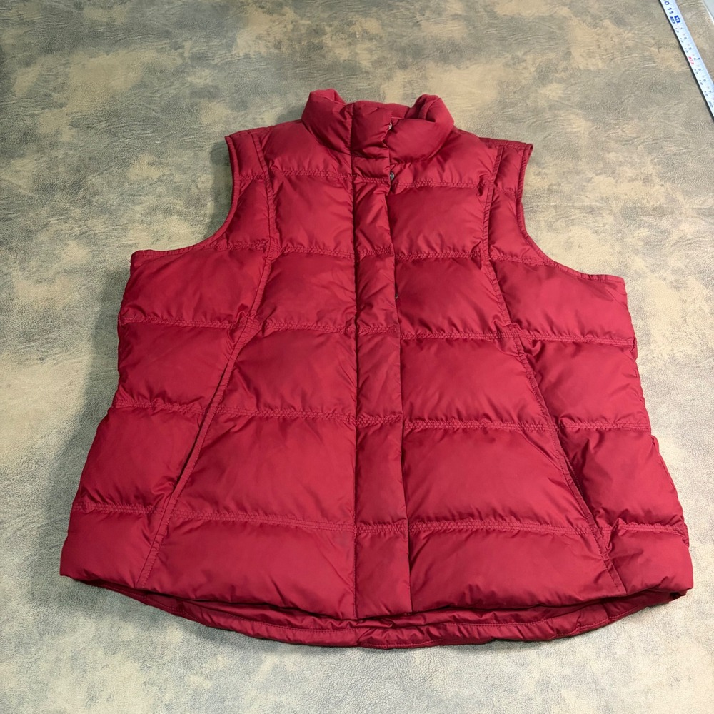 Eddie Bauer Puffer Vest Womens XL Red Goose Down Quilted Full Zip 8338